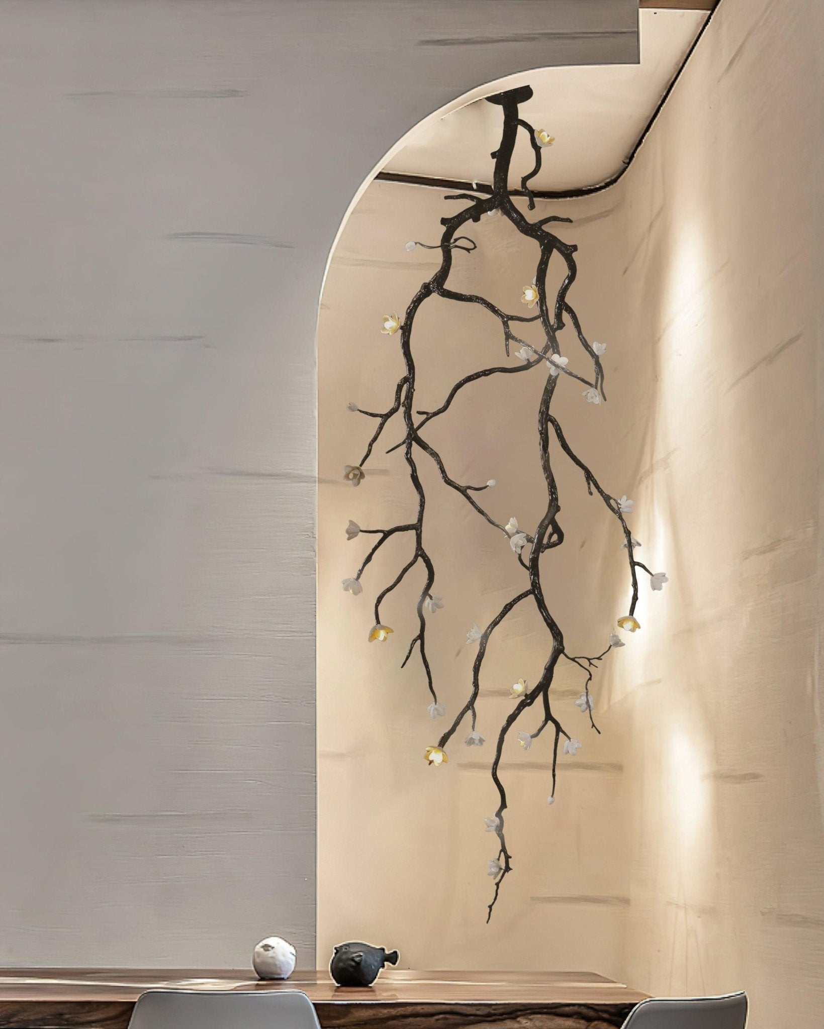 Lustra Chandelier Black Branch Flower - Letslighting