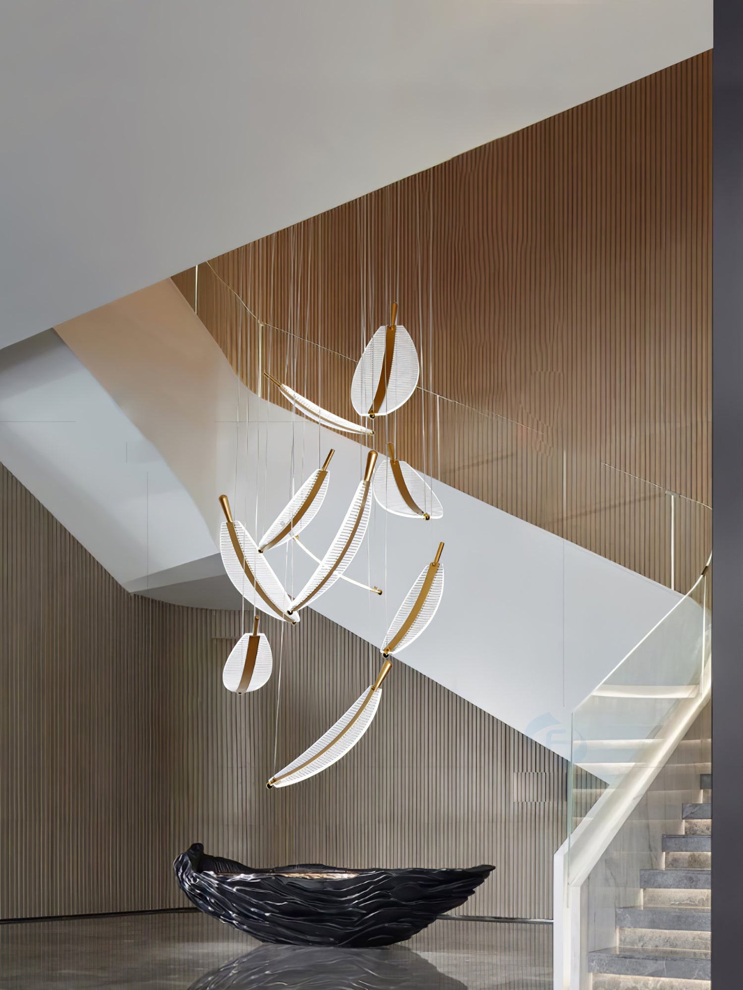 Lustra Chandelier Leaf Acrylic Gold Elegant Modern - Letslighting