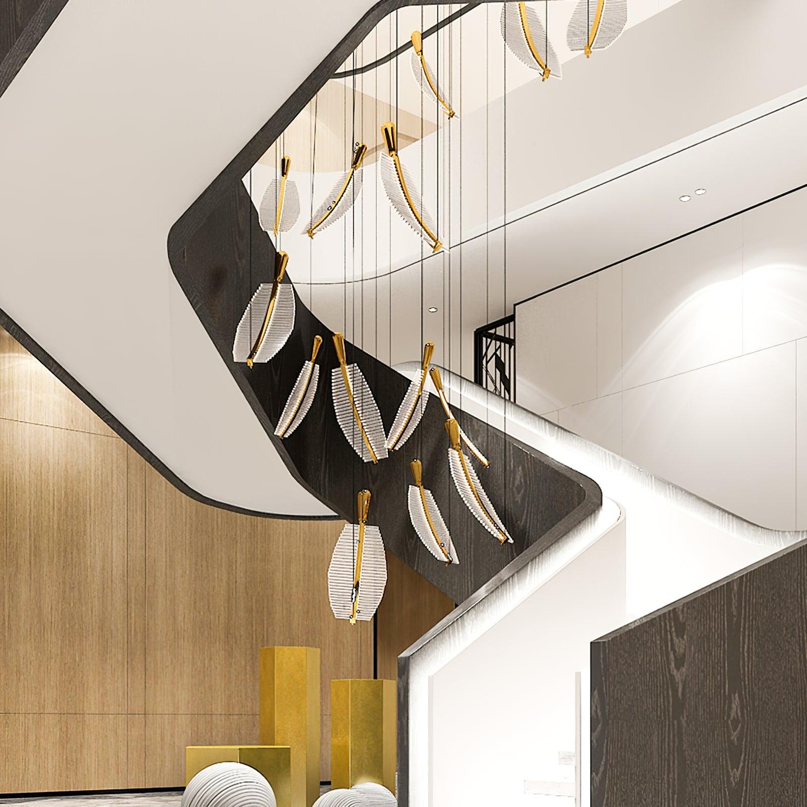 Lustra Chandelier Leaf Acrylic Gold Elegant Modern - Letslighting