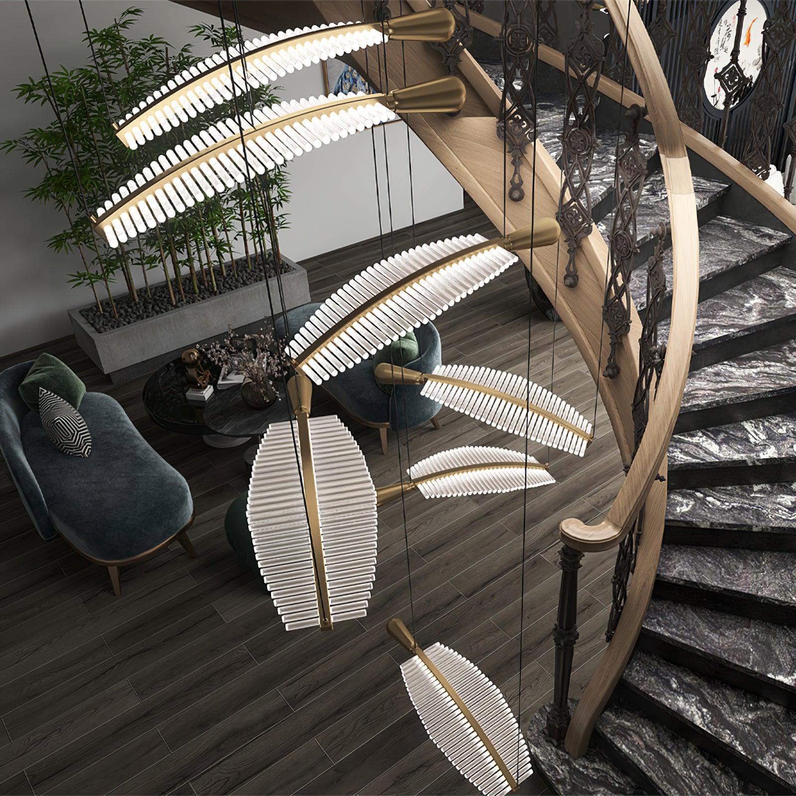 Lustra Chandelier Leaf Acrylic Gold Elegant Modern - Letslighting
