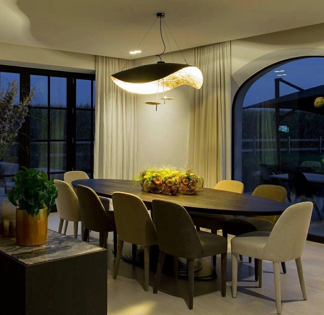 Lustra Pendant Lamp Black Gold Curved Shade - Letslighting