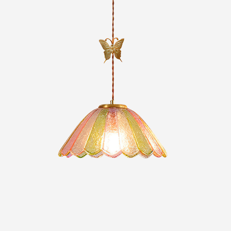 Leira Skirt Pendant Lamp Scalloped Stained Glass Vintage - Letslighting