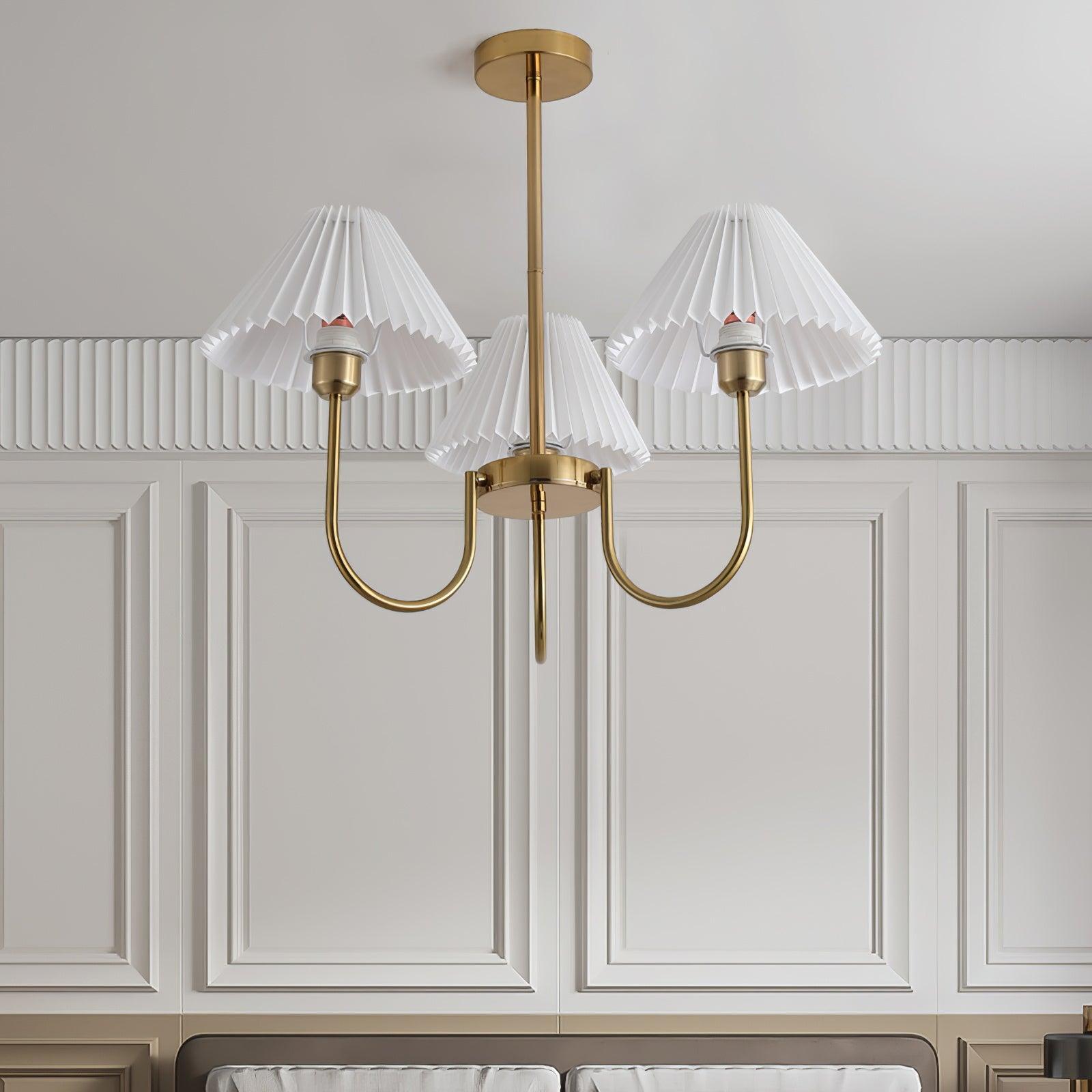 Lustra Chandelier Lenore Brass Pleated Shade - Letslighting