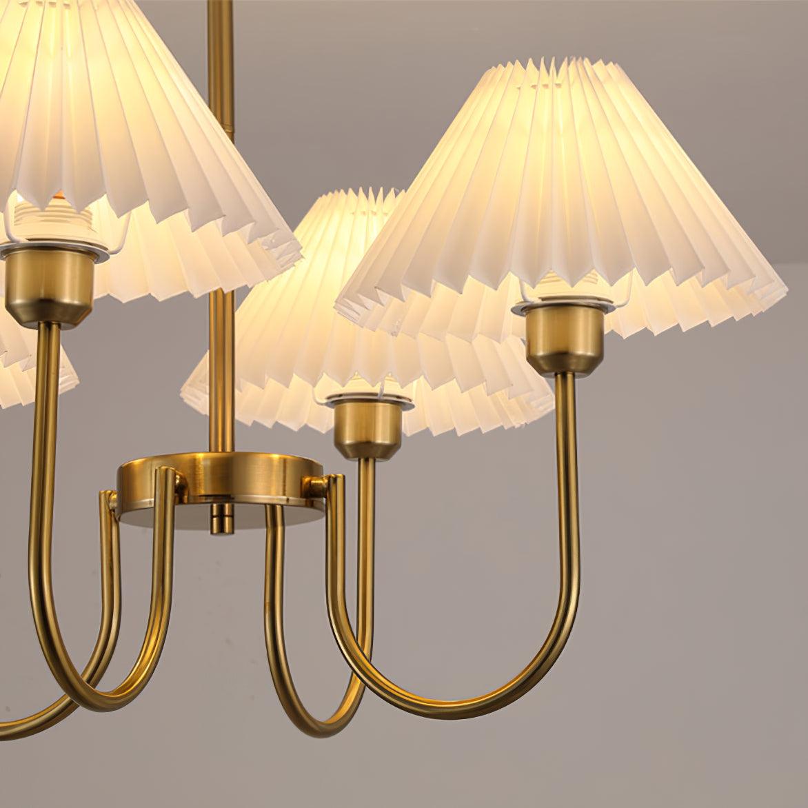 Lustra Chandelier Lenore Brass Pleated Shade - Letslighting