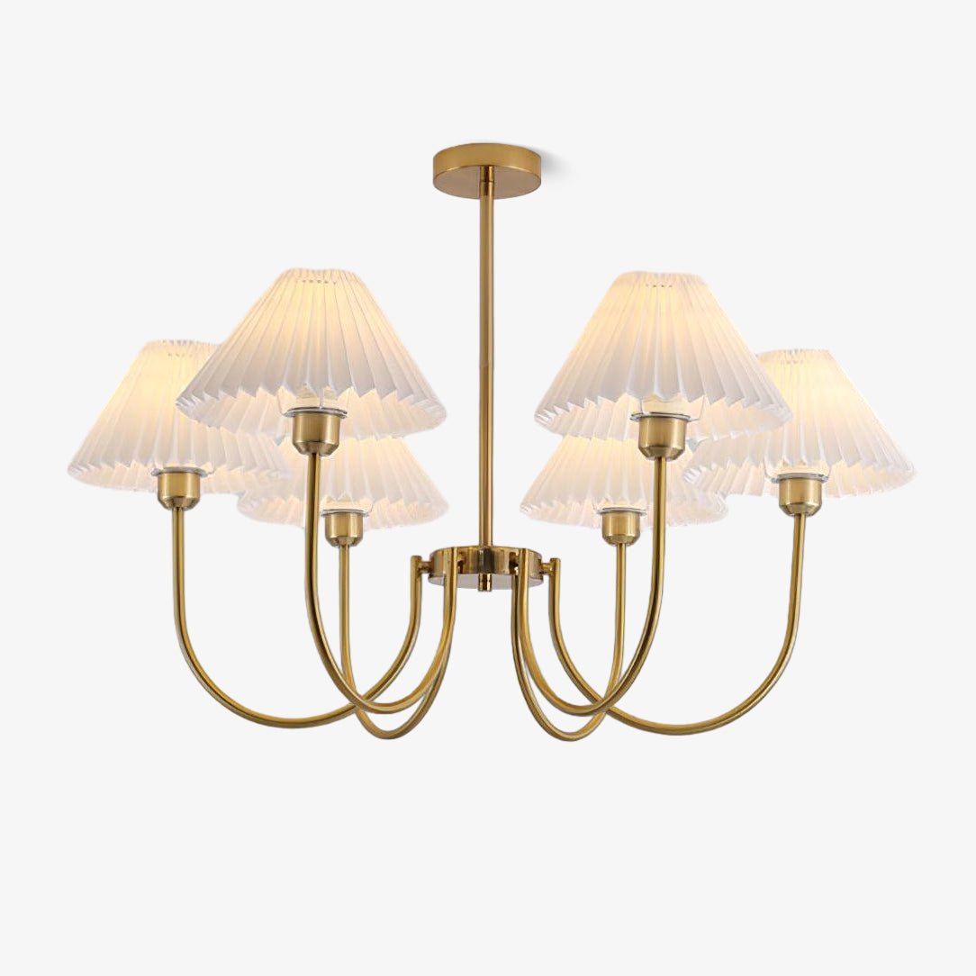 Lustra Chandelier Lenore Brass Pleated Shade - Letslighting