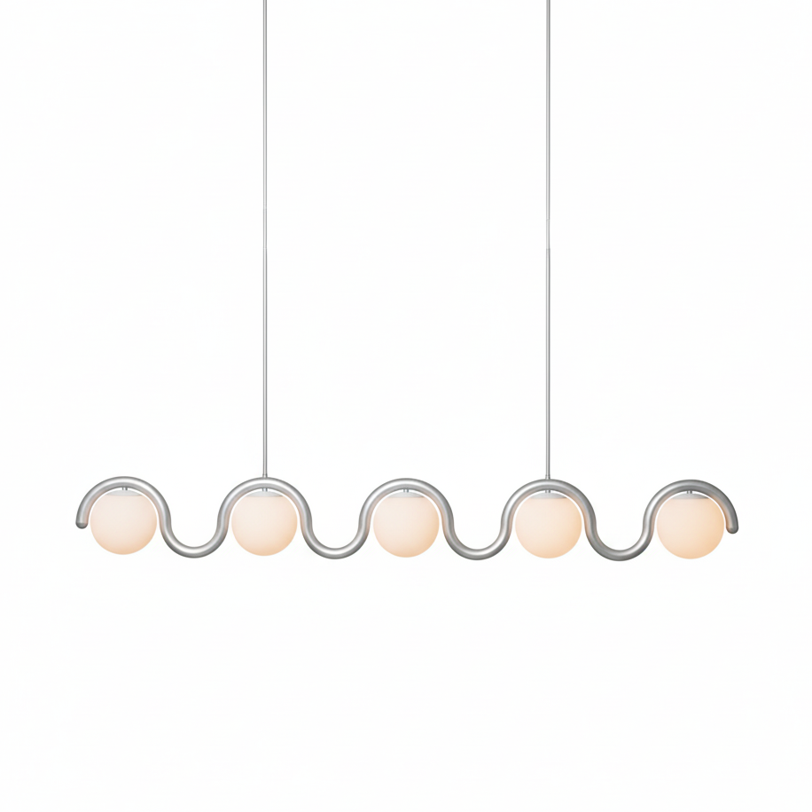 Aria Linear Chandelier Red&Silver