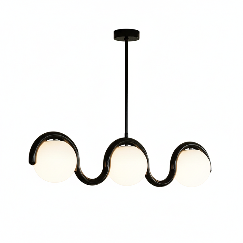 Aria Linear Chandelier Red&Silver