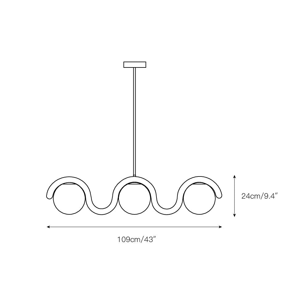 Aria Linear Chandelier Red&Silver