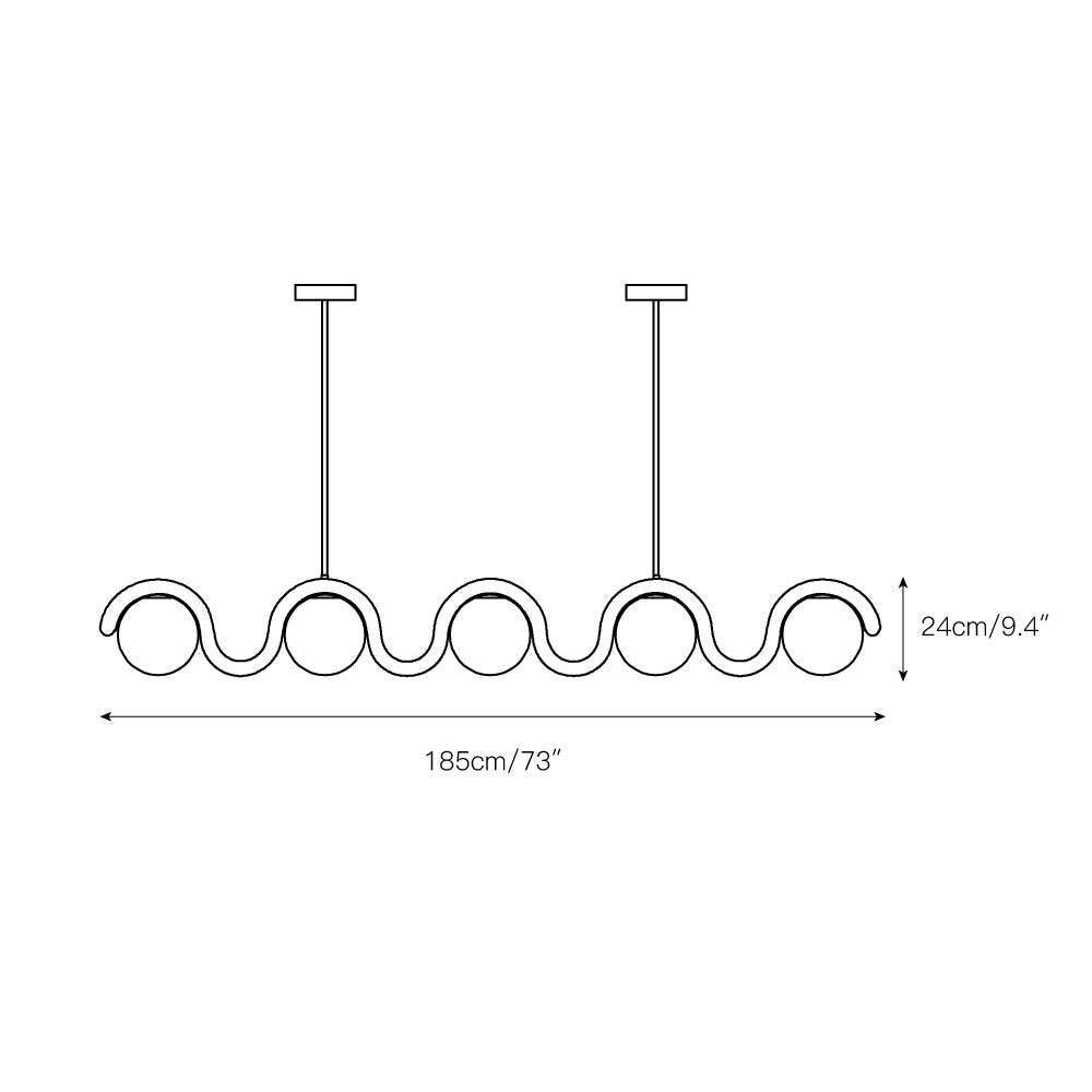 Aria Linear Chandelier Red&Silver