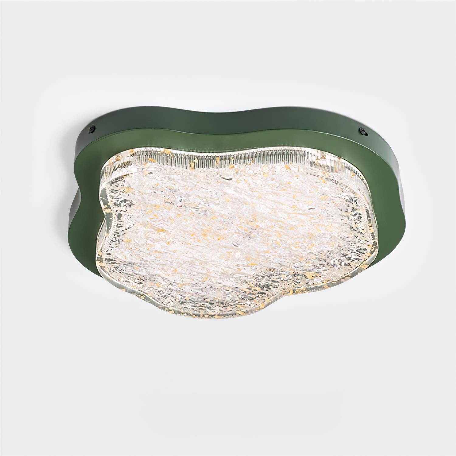 Ceiling Light Irregular Shape Resin Gold Leaf Modern Artistic Green - Letslighting