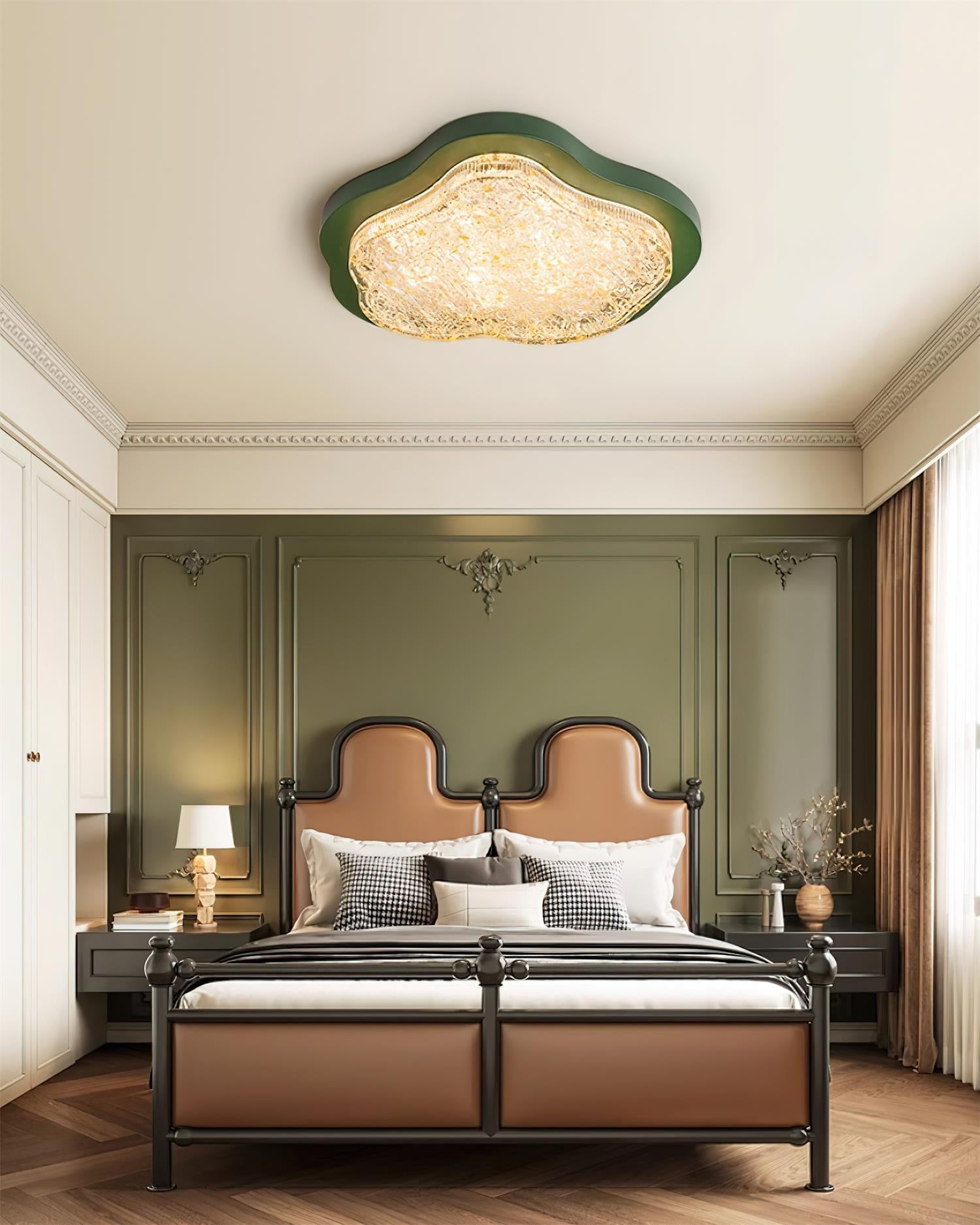 Ceiling Light Irregular Shape Resin Gold Leaf Modern Artistic Green - Letslighting