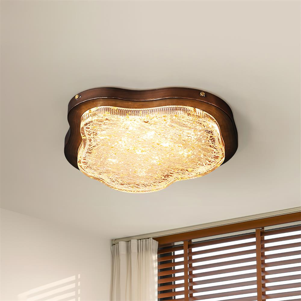 Ceiling Light Irregular Shape Resin Gold Leaf Modern Artistic Green - Letslighting