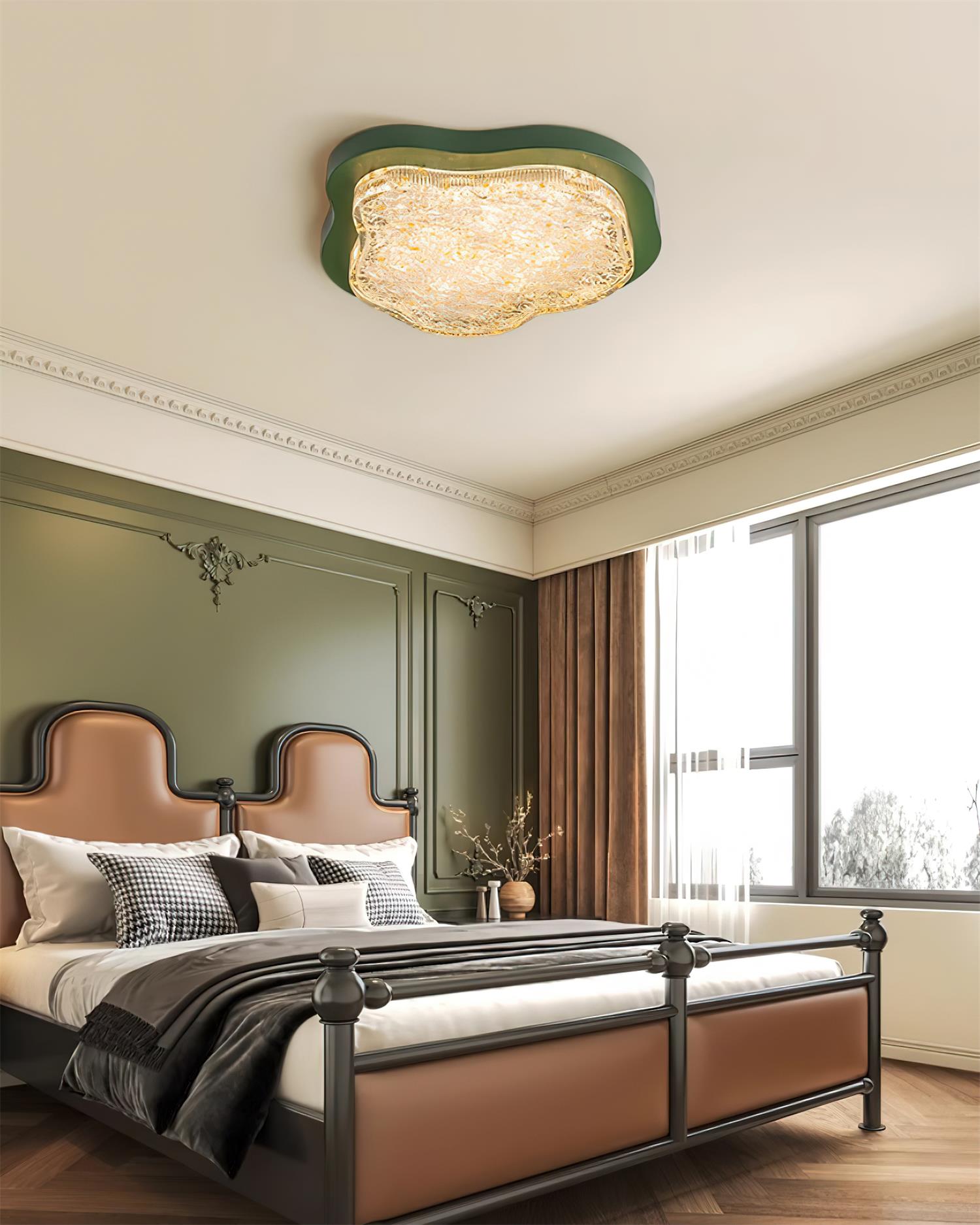 Ceiling Light Irregular Shape Resin Gold Leaf Modern Artistic Green - Letslighting