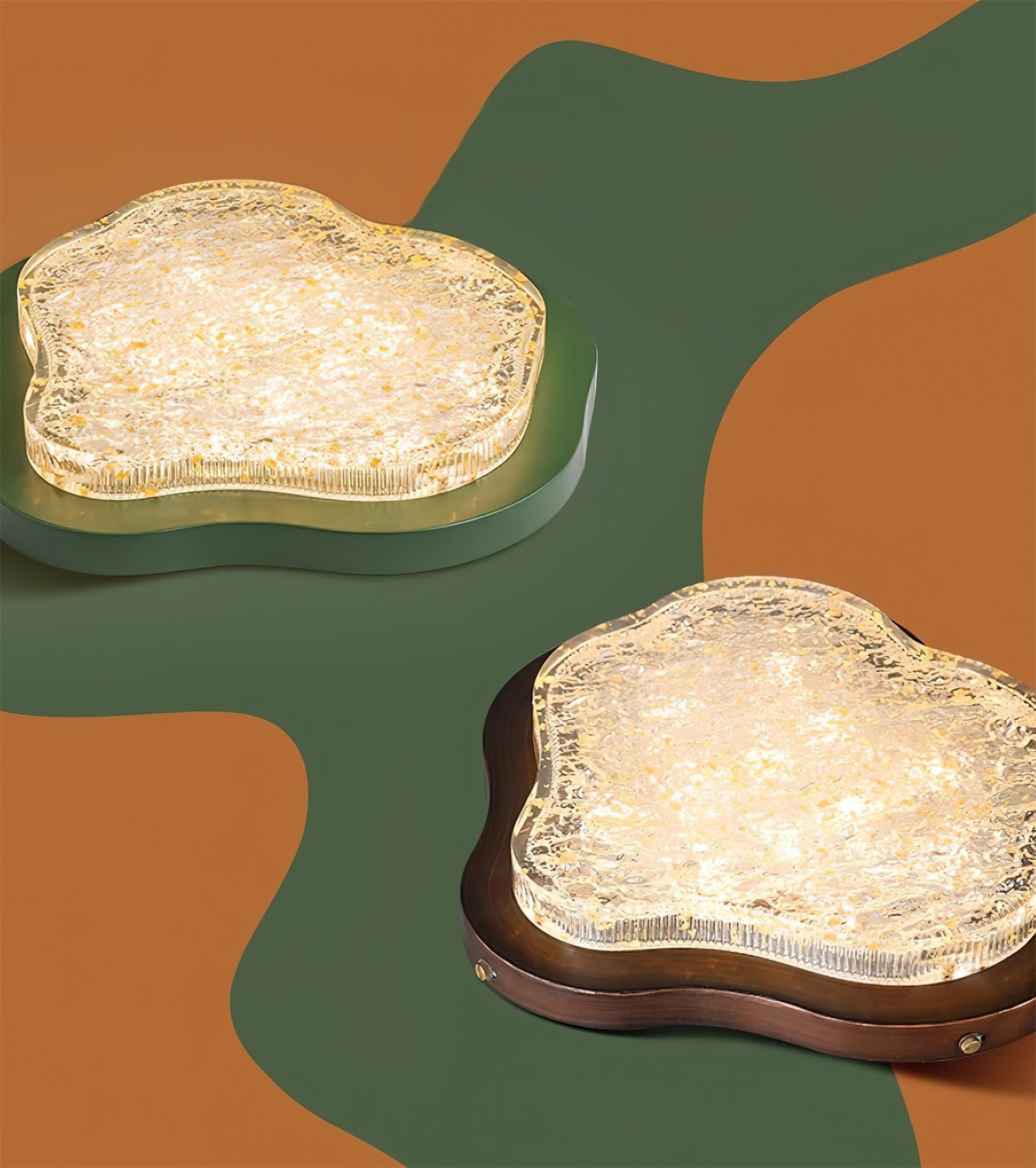 Ceiling Light Irregular Shape Resin Gold Leaf Modern Artistic Green - Letslighting