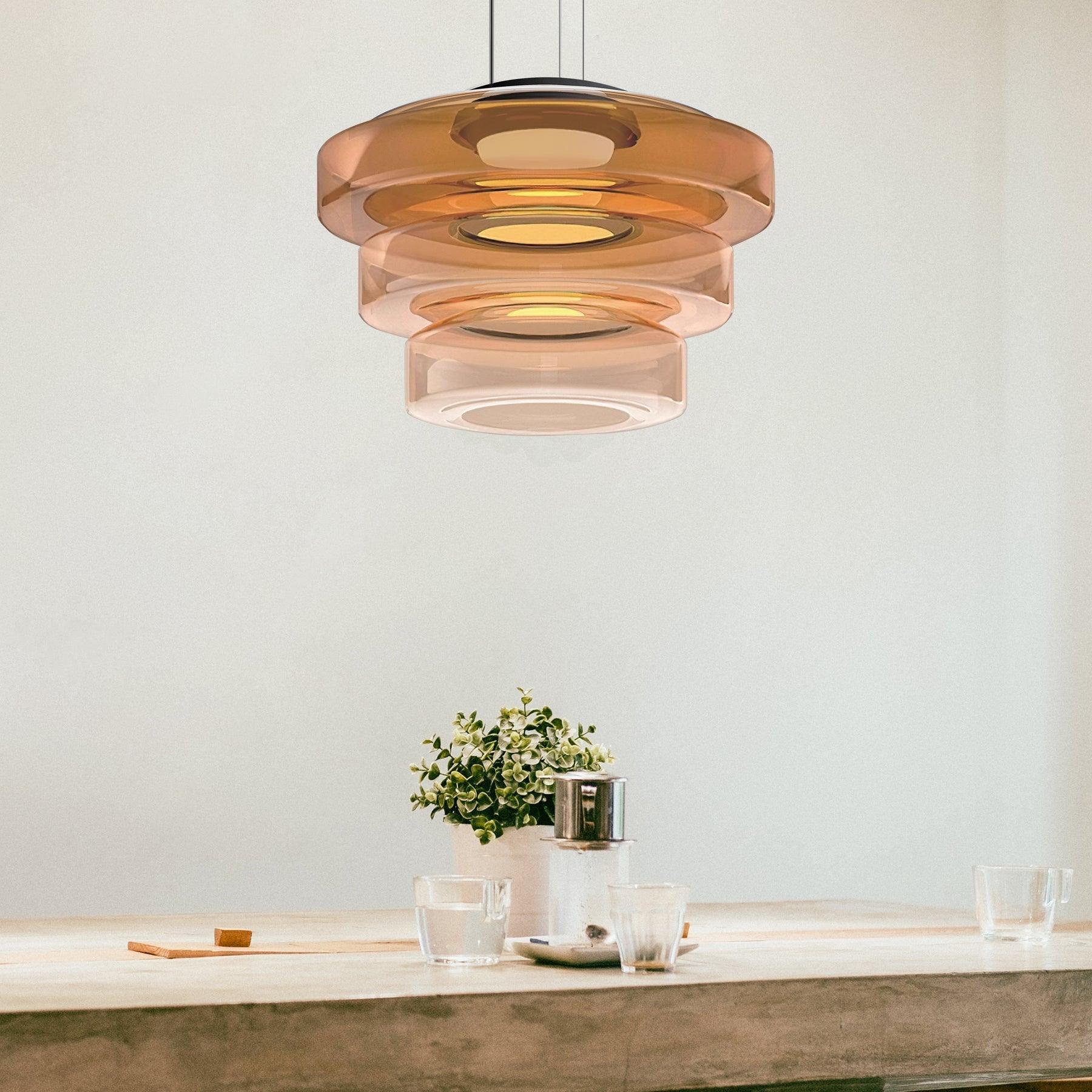 Lustra Pendant Lamp Glass Circles Multi-Level - Letslighting