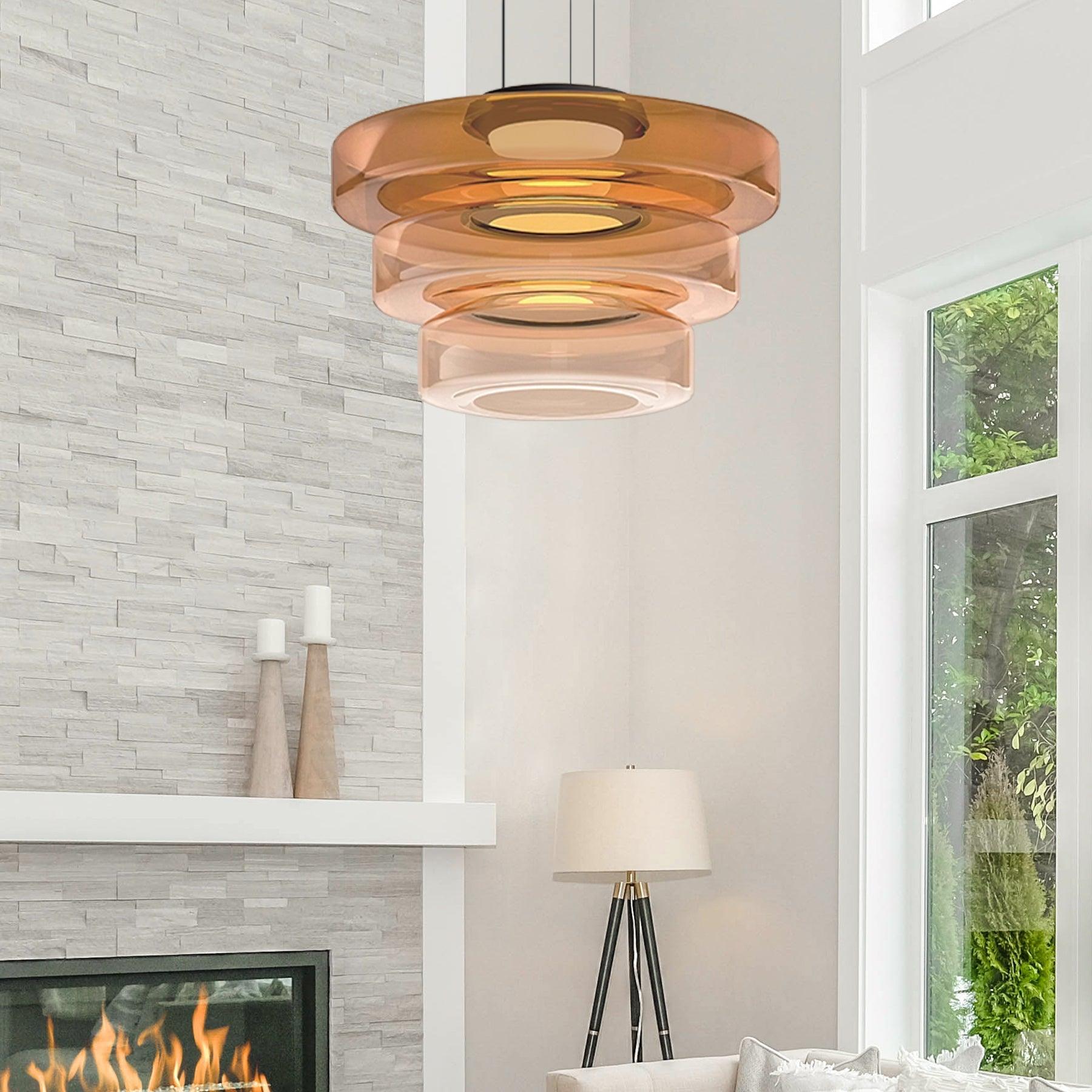 Lustra Pendant Lamp Glass Circles Multi-Level - Letslighting