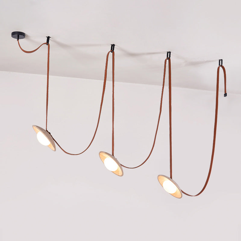 Olnoran Modern Minimalist Rail Leather Travertine Pendant Lamp - Letslighting