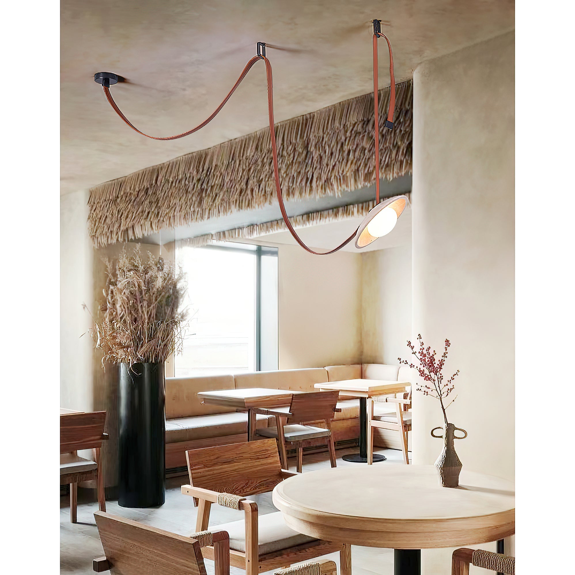 Olnoran Modern Minimalist Rail Leather Travertine Pendant Lamp - Letslighting
