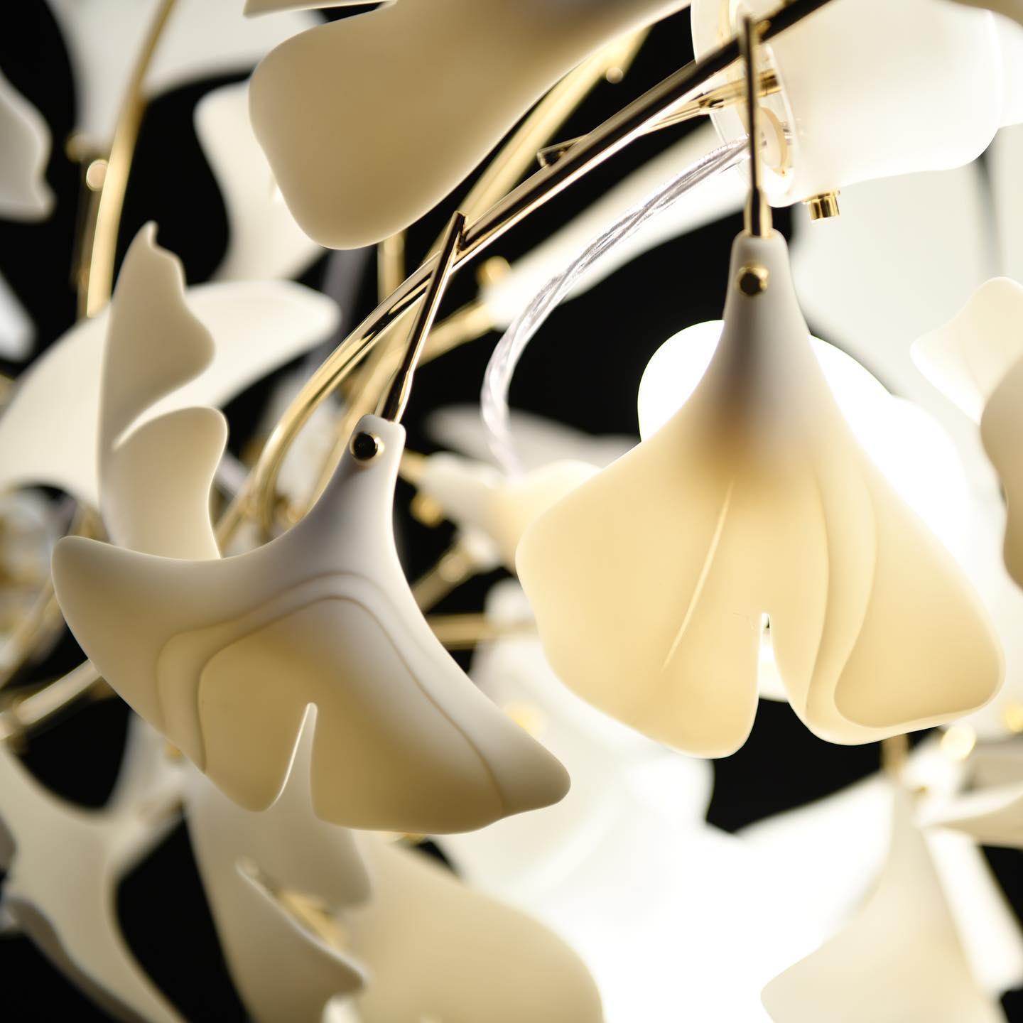 Olivia Ceramic Gingko Leaf Chandelier Organic Curves - Letslighting