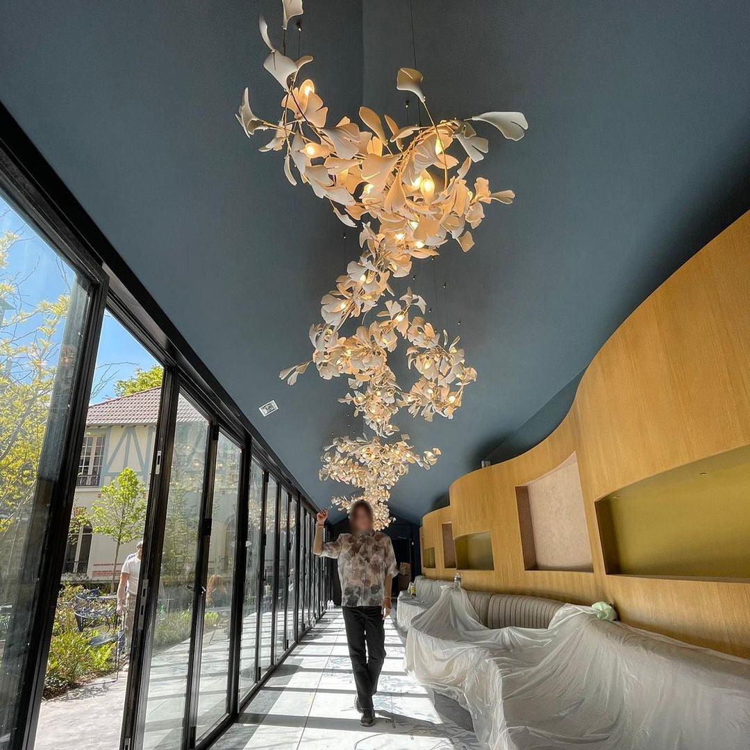 Olivia Ceramic Gingko Leaf Chandelier Organic Curves - Letslighting