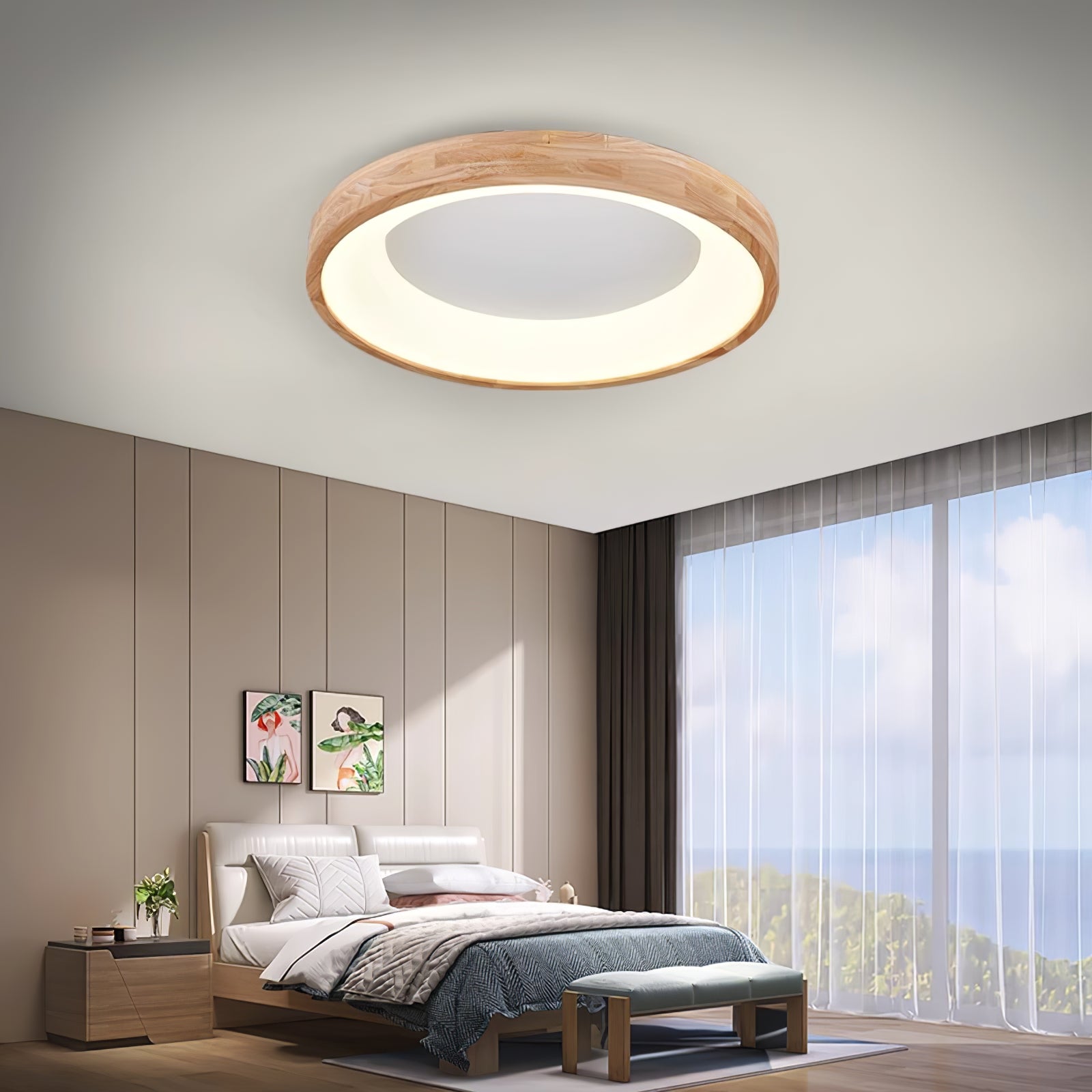 Uphae Modern Minimalist Square Wood Ceiling Light - Letslighting