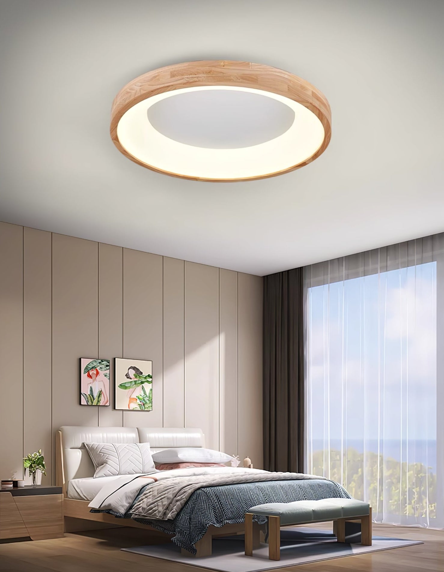 Uphae Modern Minimalist Square Wood Ceiling Light - Letslighting