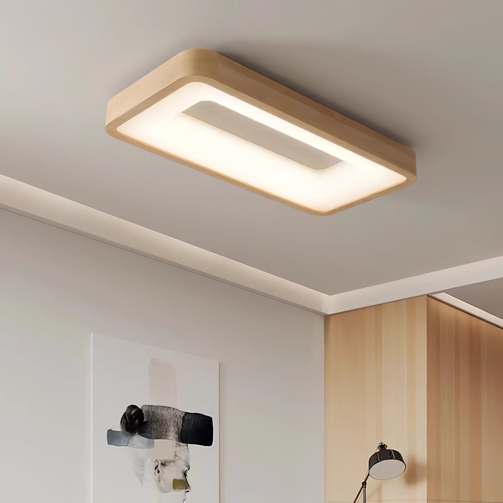 Uphae Modern Minimalist Square Wood Ceiling Light - Letslighting
