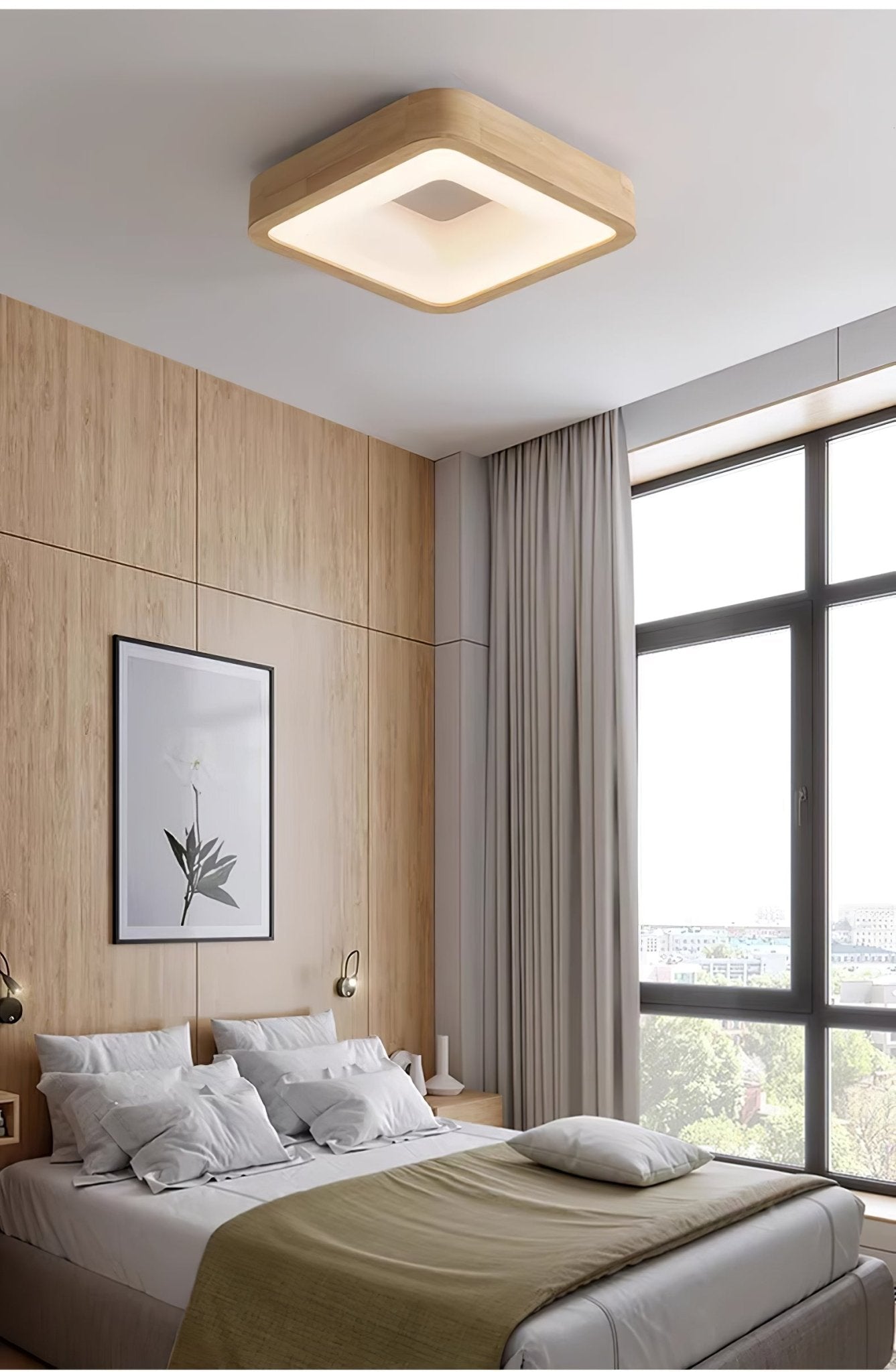 Uphae Modern Minimalist Square Wood Ceiling Light - Letslighting