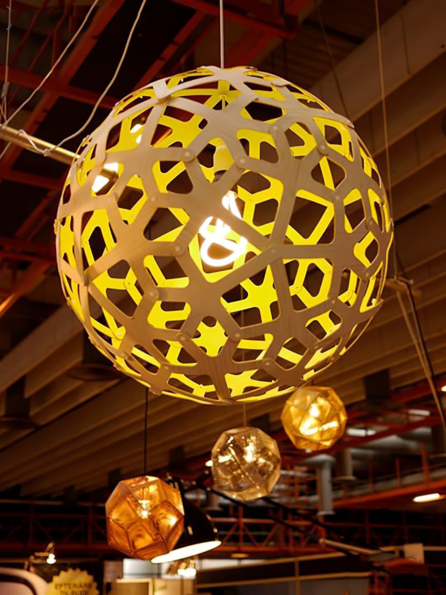 Lustra Pendant Light Geometric Wooden Woven - Letslighting
