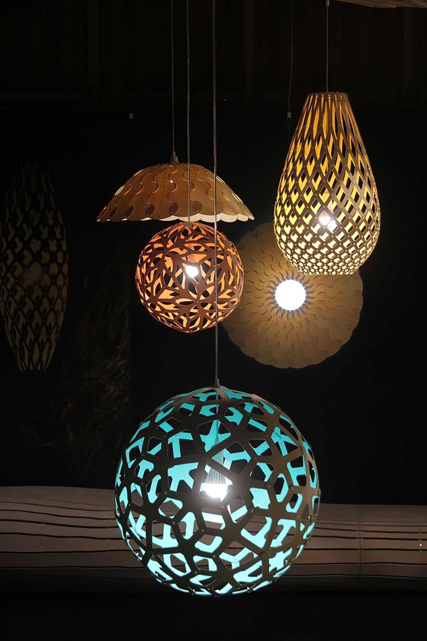 Lustra Pendant Light Geometric Wooden Woven - Letslighting