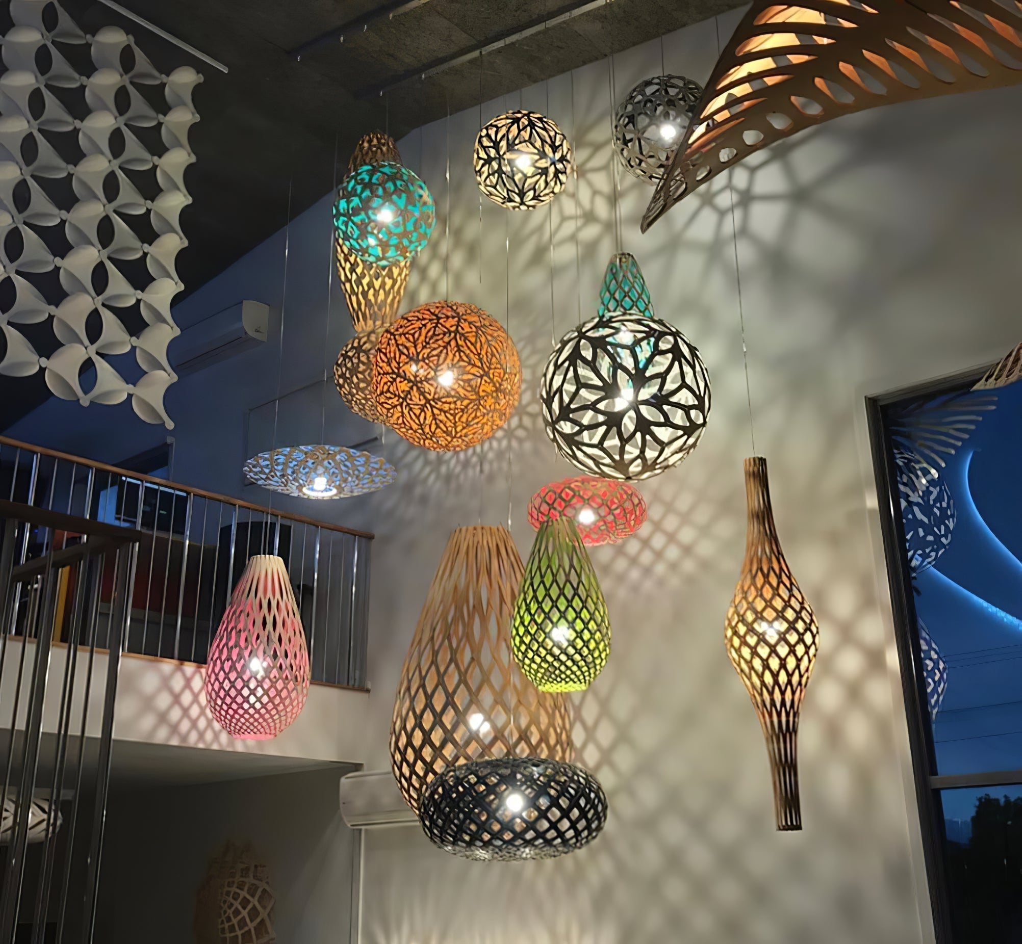 Lustra Pendant Light Geometric Wooden Woven - Letslighting
