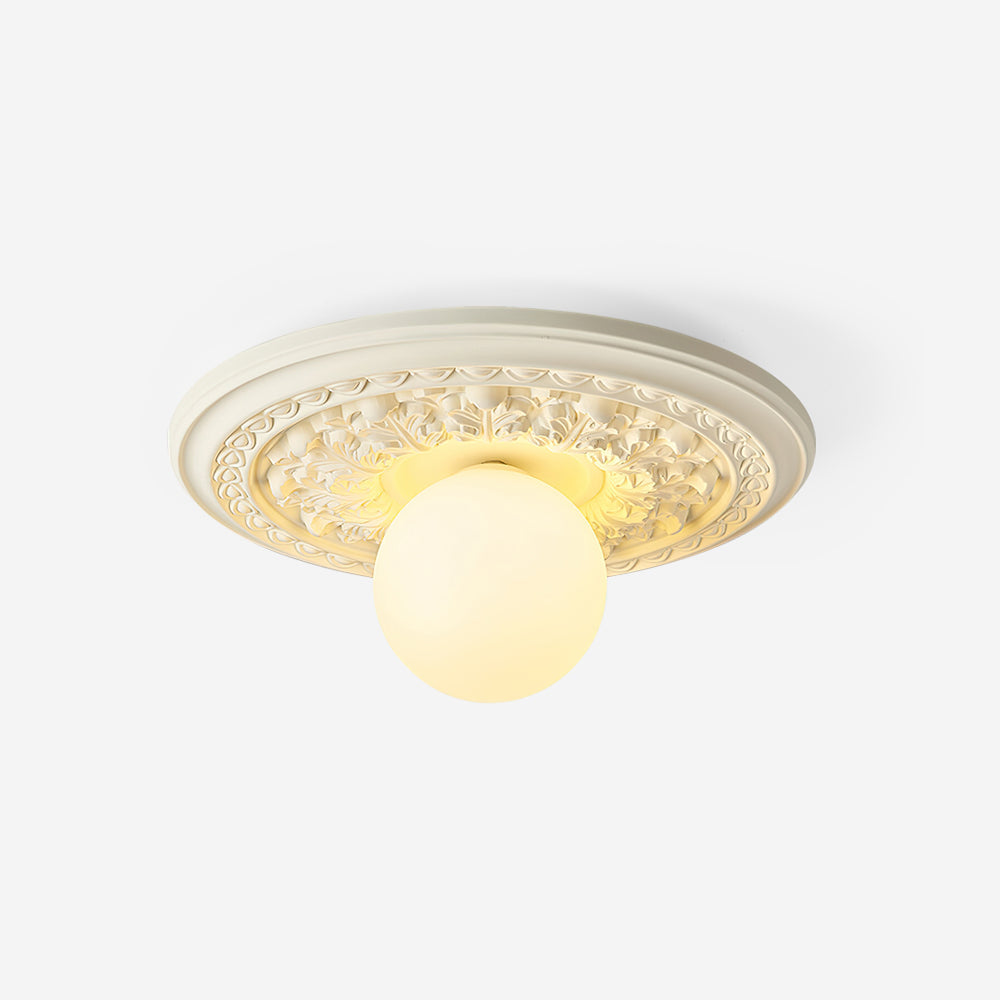 Ivorelle Vintage Carved Ceiling Light with Globe Shade - Letslighting
