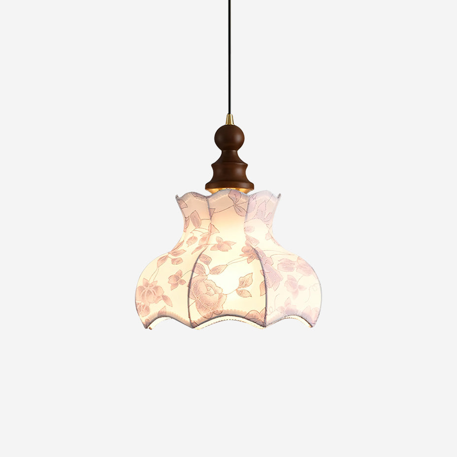 Pendant Lamp and Wood Fabric Vintage Floral Elegant - Letslighting