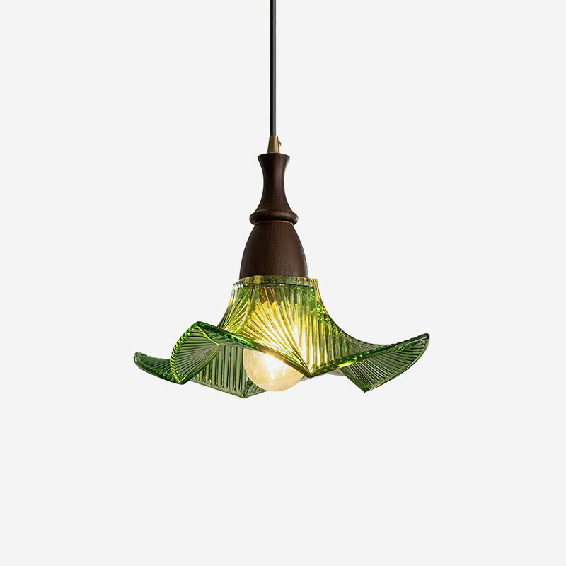 Lila Pendant Lamp Glass Folded Green Vintage - Letslighting