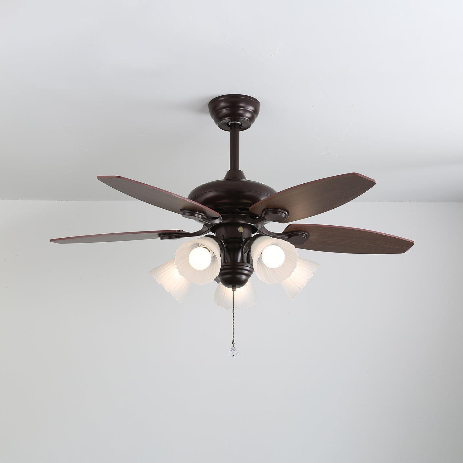 Lily Vintage Wood Ceiling Fan Light