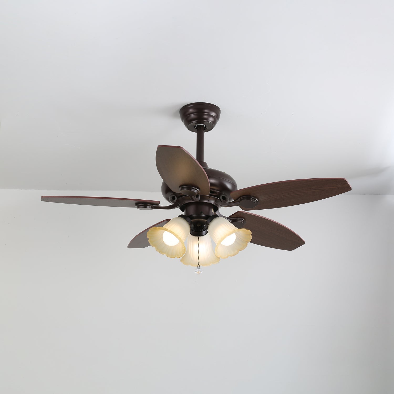 Lily Vintage Wood Ceiling Fan Light