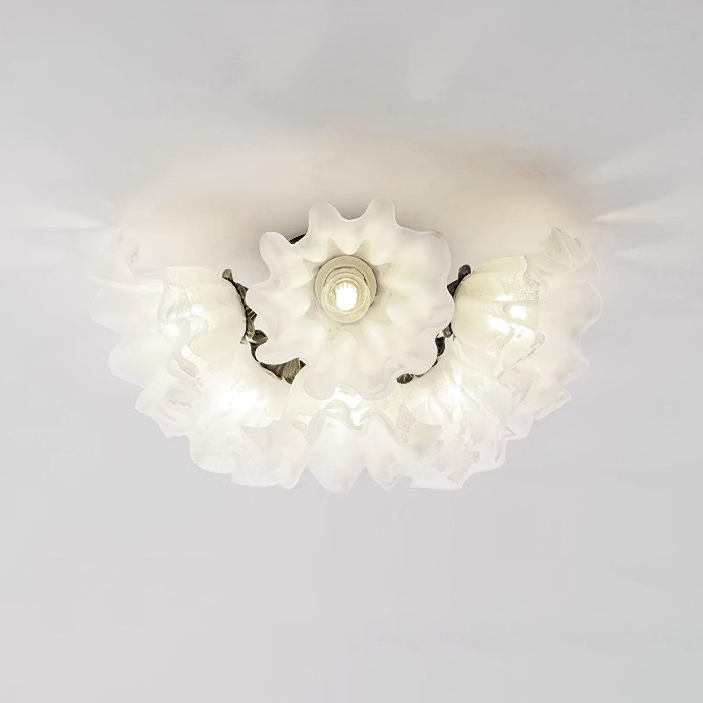 Ceiling Light Petal Shades Wavy Glass Bloom Elegant Floral - Letslighting
