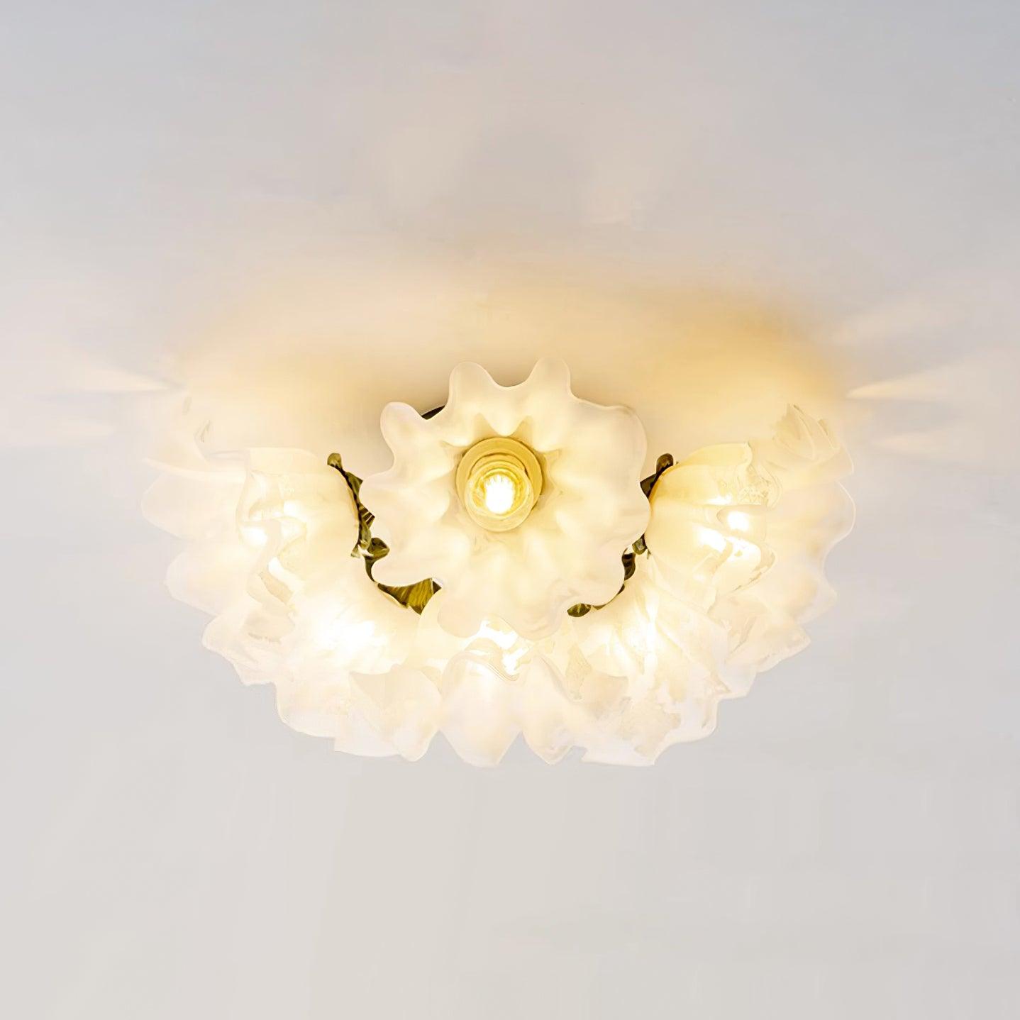 Ceiling Light Petal Shades Wavy Glass Bloom Elegant Floral - Letslighting