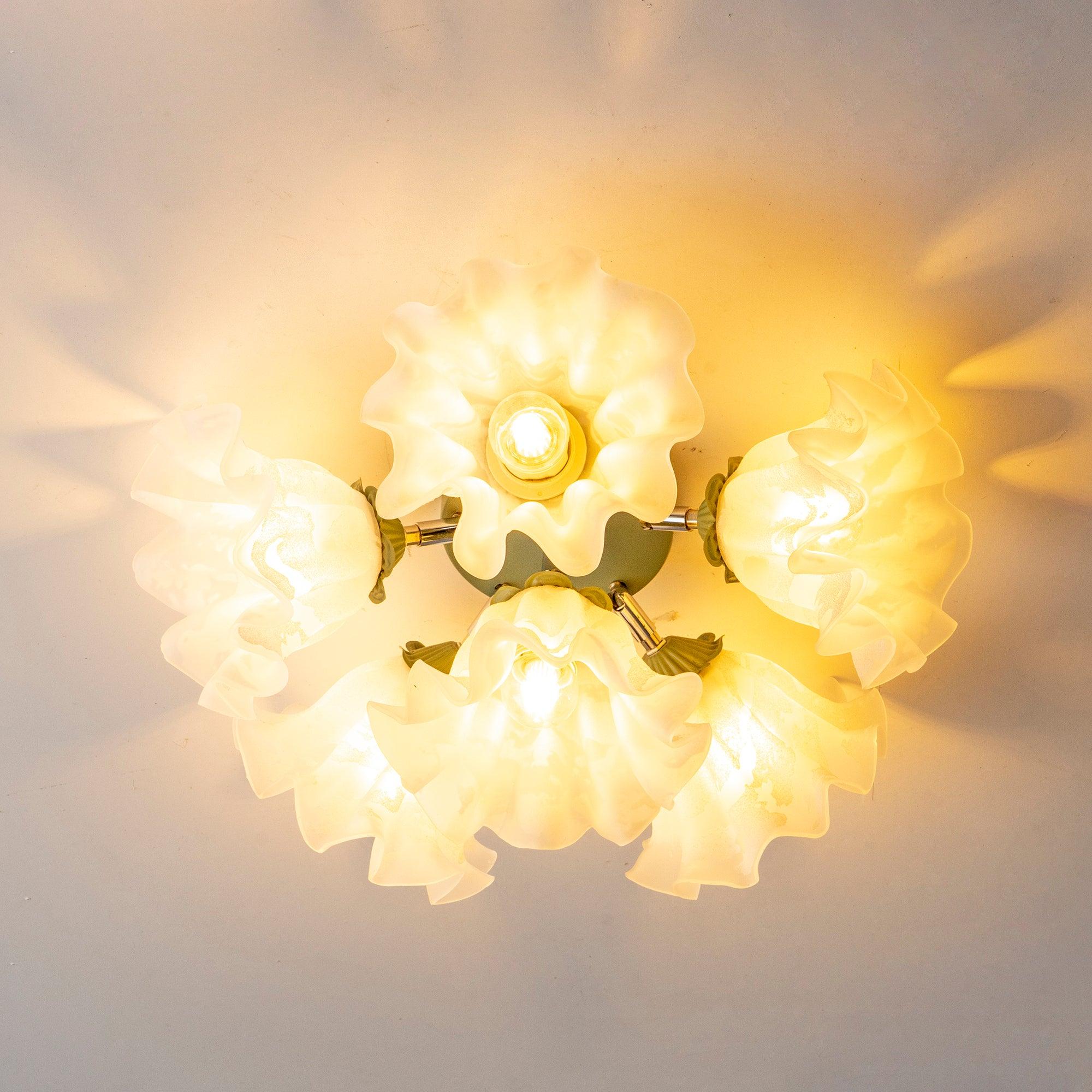 Ceiling Light Petal Shades Wavy Glass Bloom Elegant Floral - Letslighting