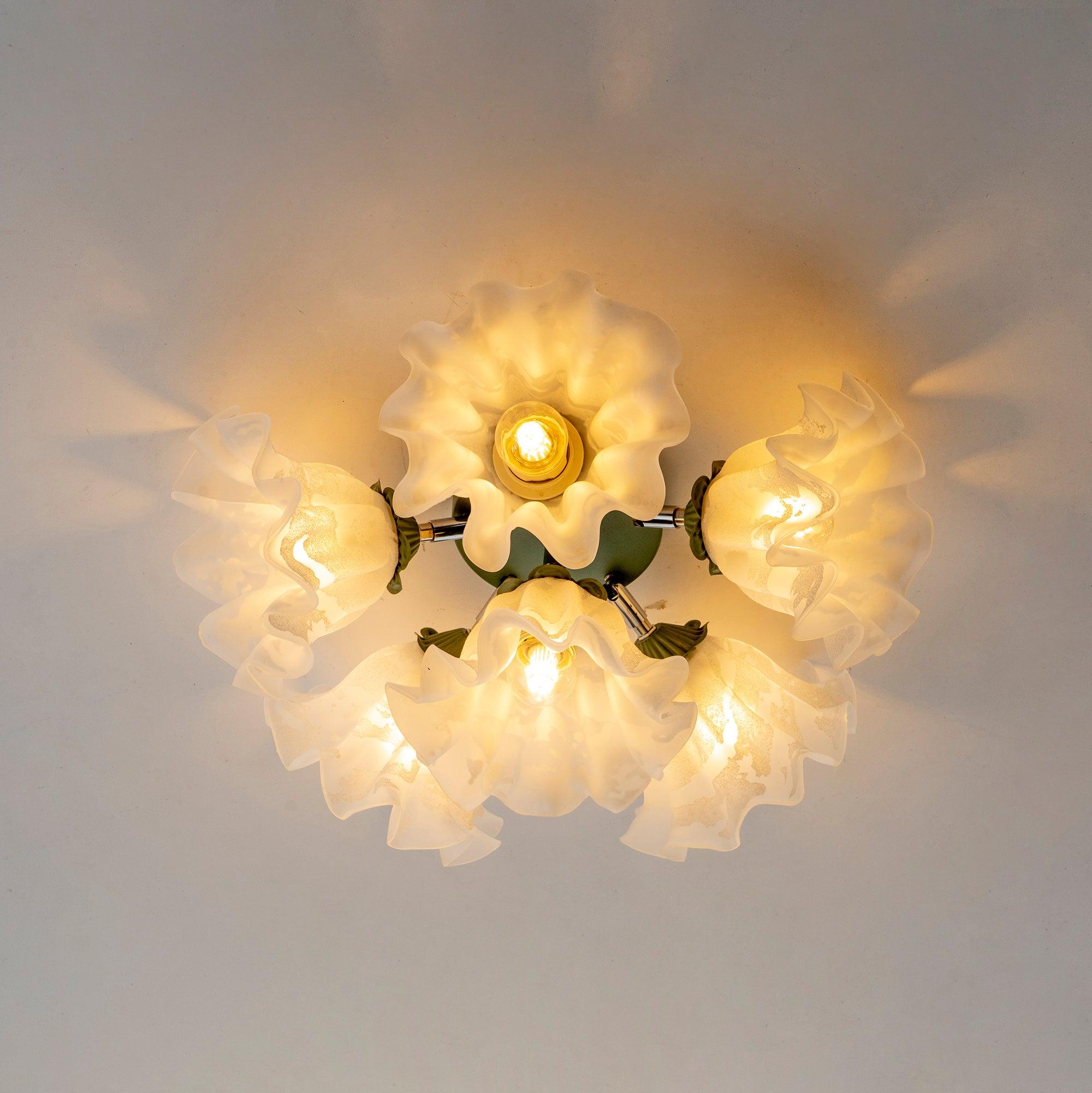 Ceiling Light Petal Shades Wavy Glass Bloom Elegant Floral - Letslighting