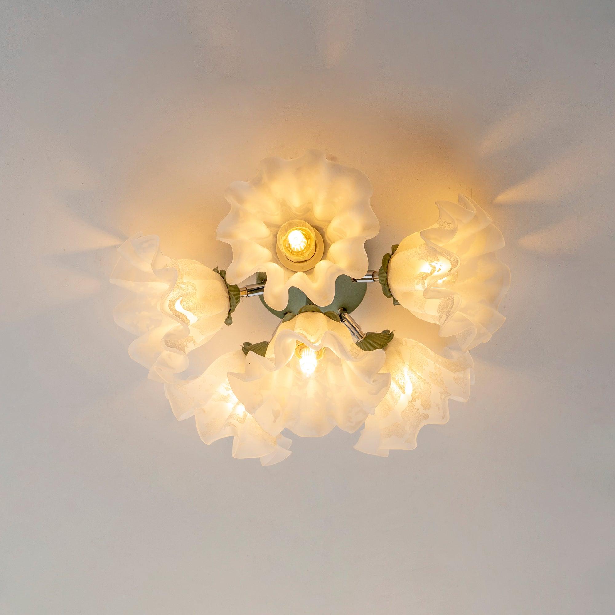 Ceiling Light Petal Shades Wavy Glass Bloom Elegant Floral - Letslighting