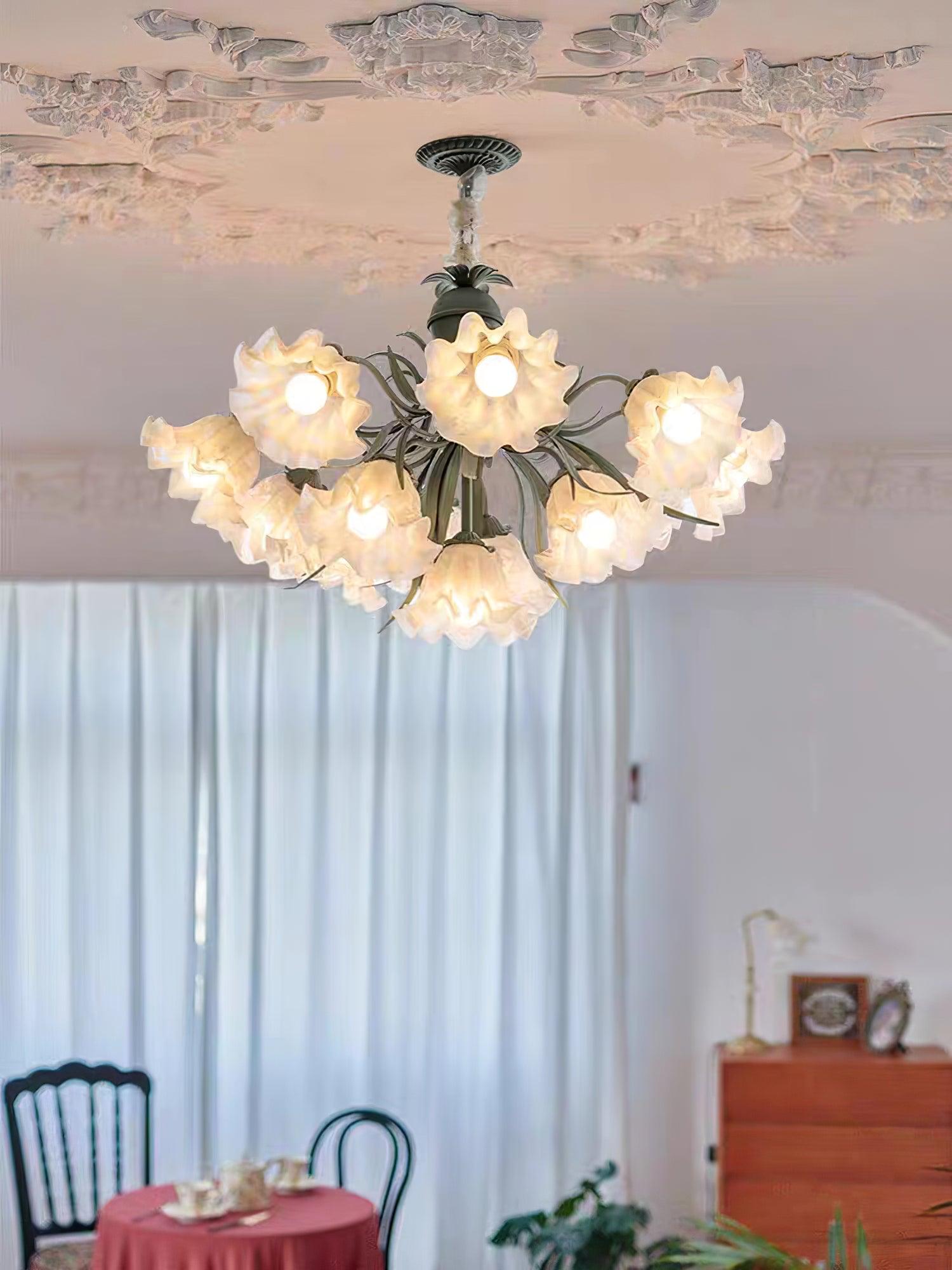 Lustra Chandelier Flower with Petals and Leaves - Letslighting