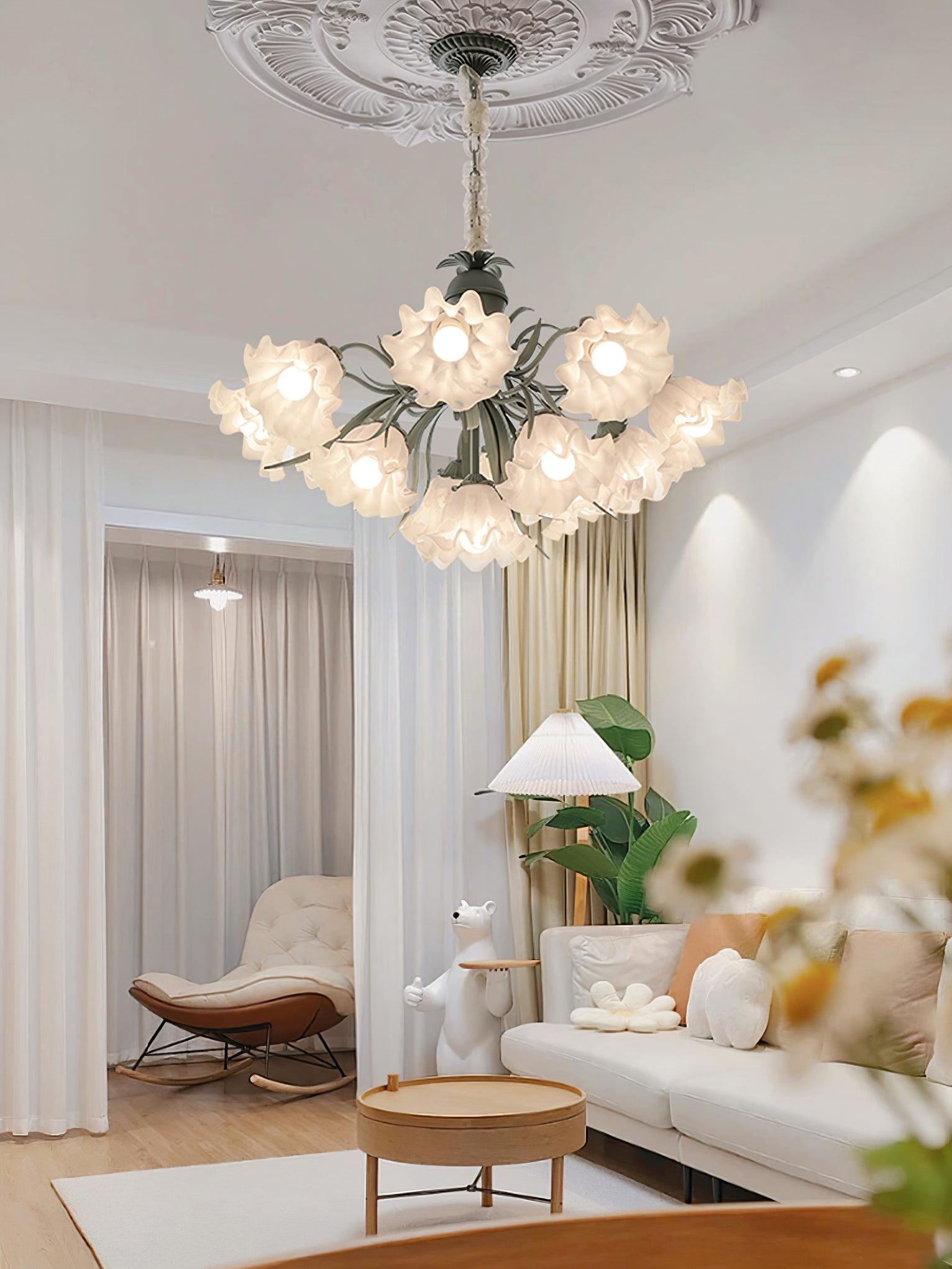 Lustra Chandelier Flower with Petals and Leaves - Letslighting