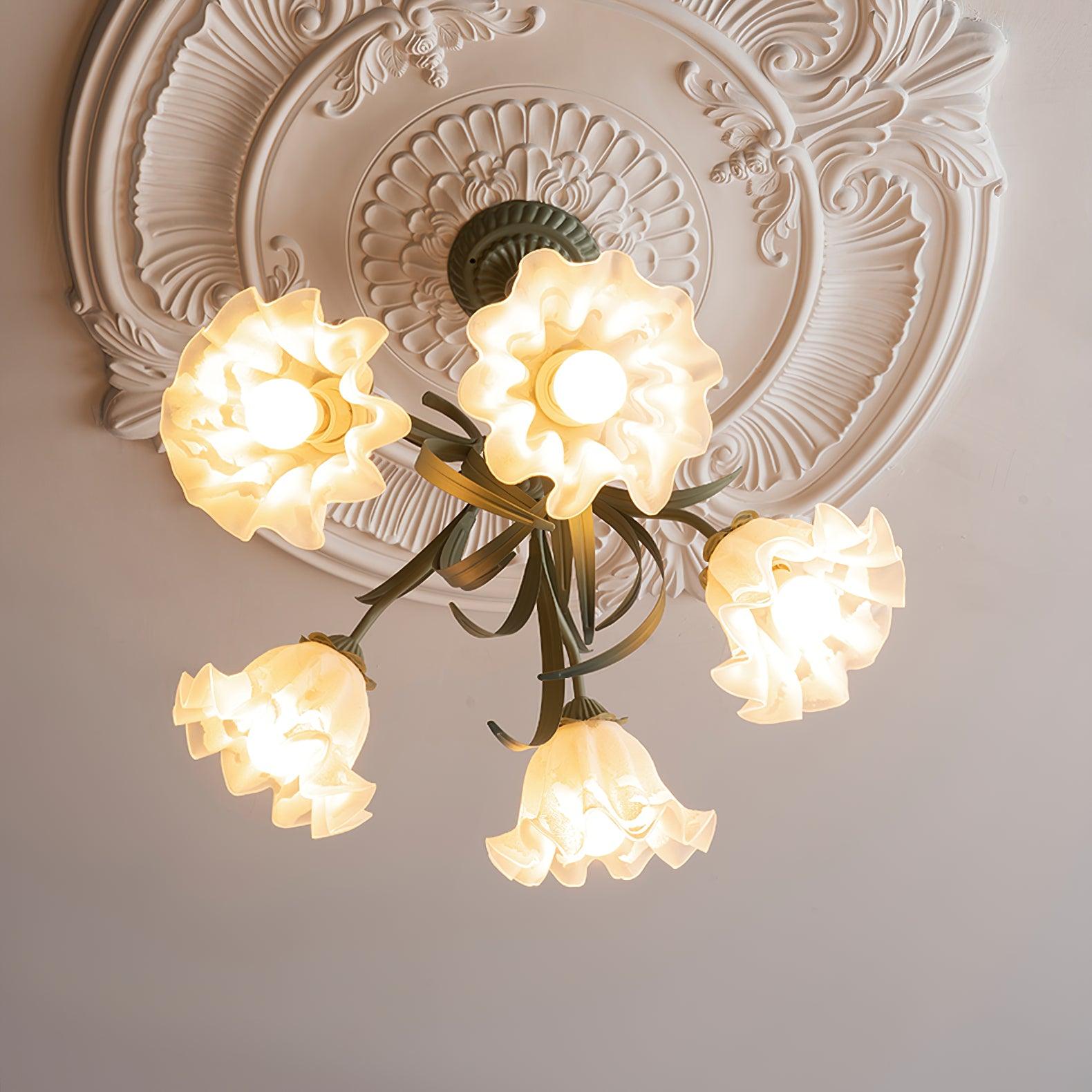 Lustra Chandelier Flower with Petals and Leaves - Letslighting