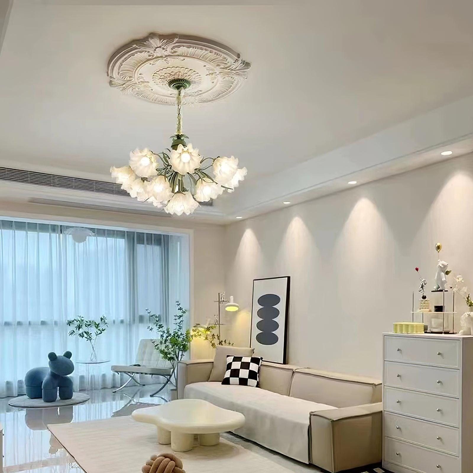 Lustra Chandelier Flower with Petals and Leaves - Letslighting