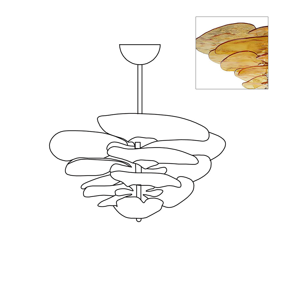 Aurora Chandelier Gold Murano Glass Petal Luxury - Letslighting