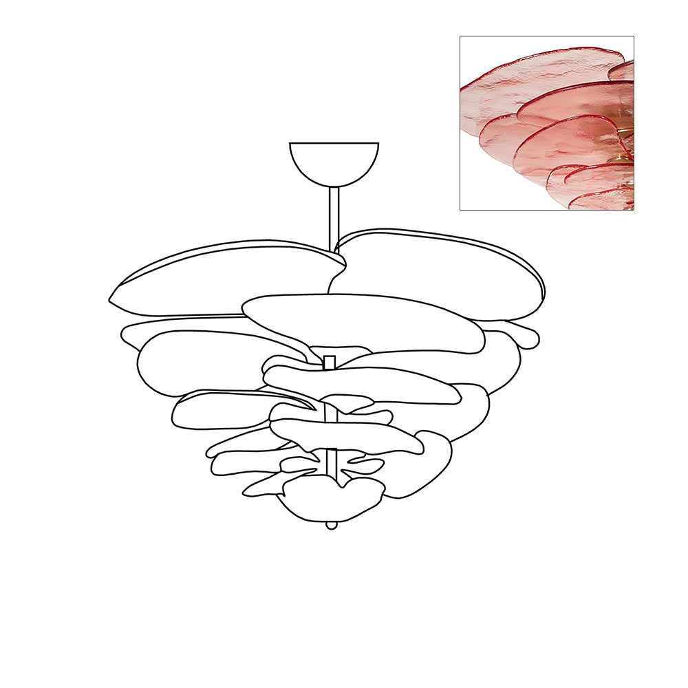 Aurora Chandelier Gold Murano Glass Petal Luxury - Letslighting