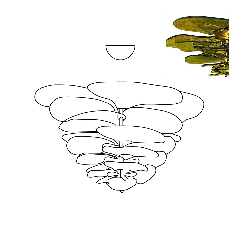 Aurora Chandelier Gold Murano Glass Petal Luxury - Letslighting