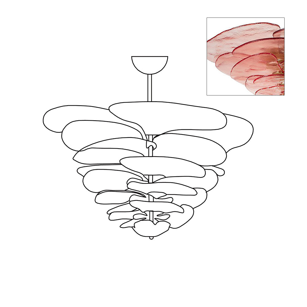 Aurora Chandelier Gold Murano Glass Petal Luxury - Letslighting