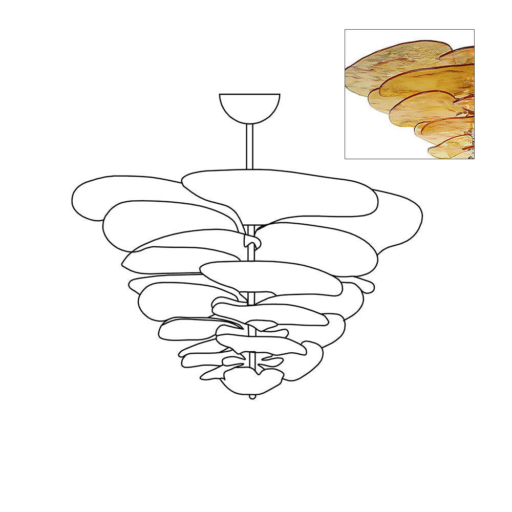 Aurora Chandelier Gold Murano Glass Petal Luxury - Letslighting